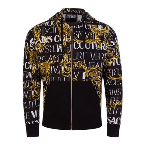 versace jeans zip hoodie with contrast sleeves|Men's Sweatshirts .